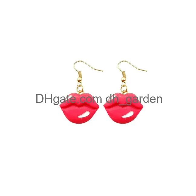 rainbow creative earring for women resin lips drop earrings children handmade jewelry diy gifts