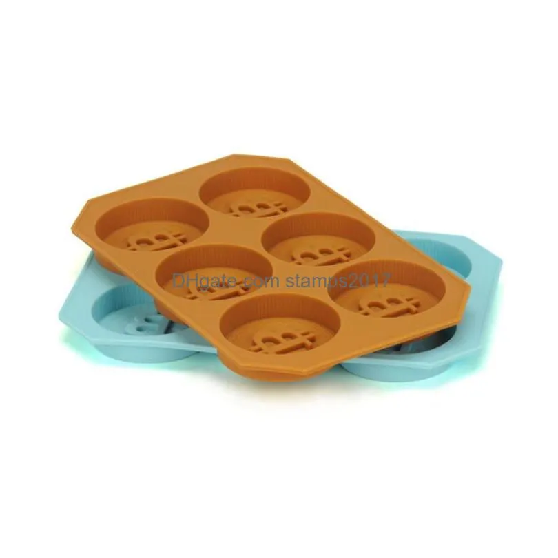 6 chocolate silicone bitcoin mould ice cube mold fondant patisserie candy mould cake mode decoration clouds baking accessories sn4513