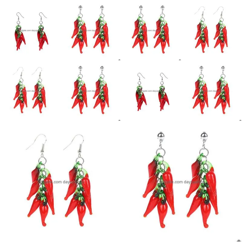 dangle & chandelier red pepper cluster glass earrings for women 2022 fashion fangled boutique jewelry wholesaledangle
