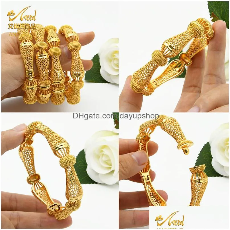 bangle 4pcslot indian gold color bangles charm bracelets for women african jewelry luxury dubai gold plated jewellery wedding gift