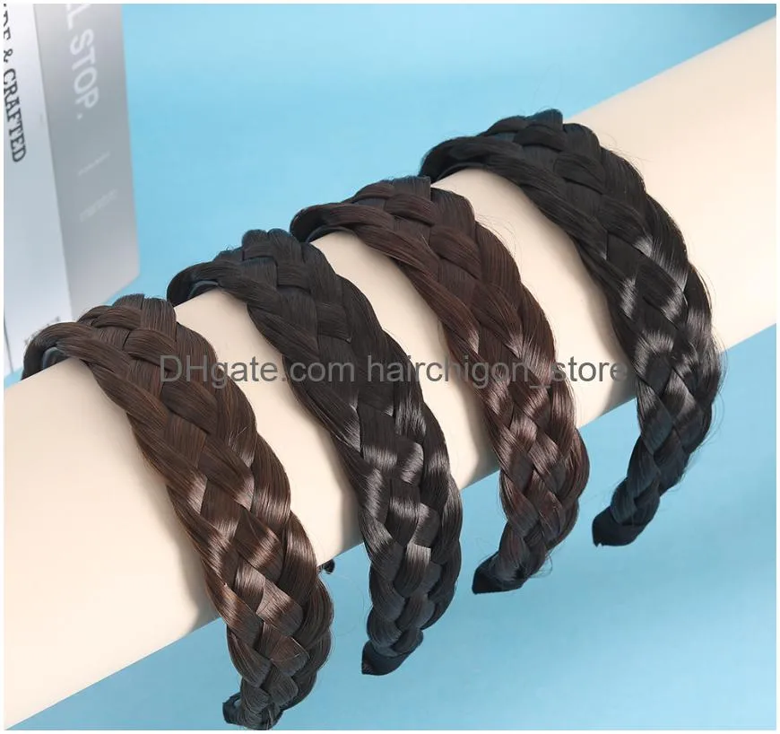 lazy wig twist headbands for women wide fishbone braids hairbands handmade retro head hoop hair styling headwear accessories