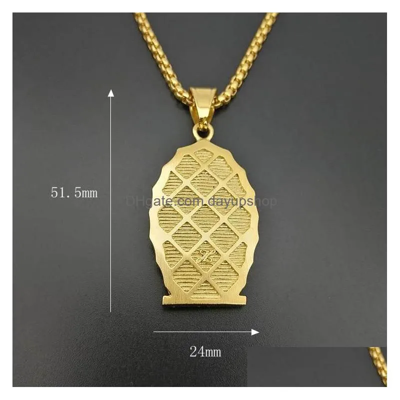 pendant necklaces stainless steel virgin mary necklace for men hip hop rapper jewelry with 60cm gold color link chain
