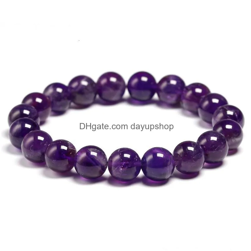 charm bracelets natural amethyst women couple stone purple quartz 6 8 10mm bead bangles jewelry gifts 230215