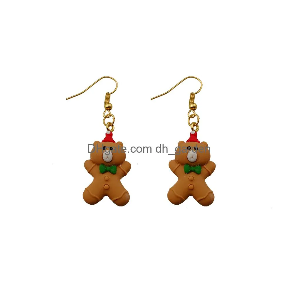 christmas sets earrings gingerbread man tree snowman drop hanging earrings for women children birthday gift drop shipping