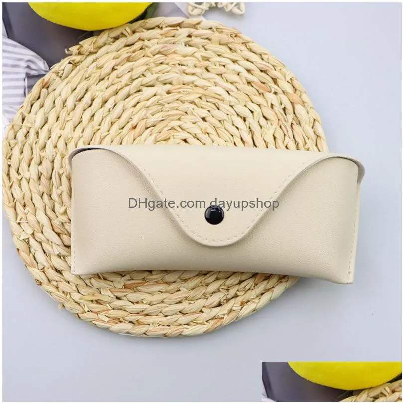 sunglasses cases pu leather glasses cover men women eyeglasses case reading box with metal buckle eyewear 221119