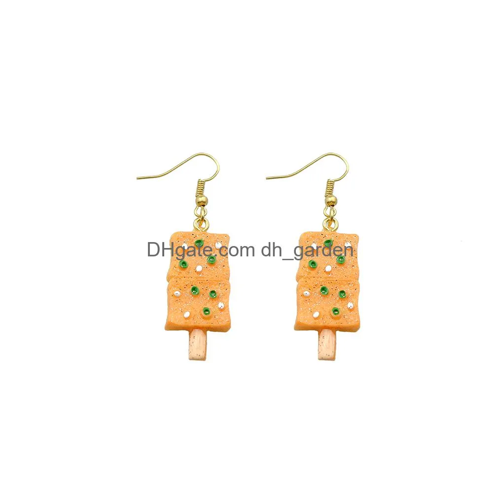 funny barbecue earring for women resin cake drop earrings children handmade jewelry diy gifts