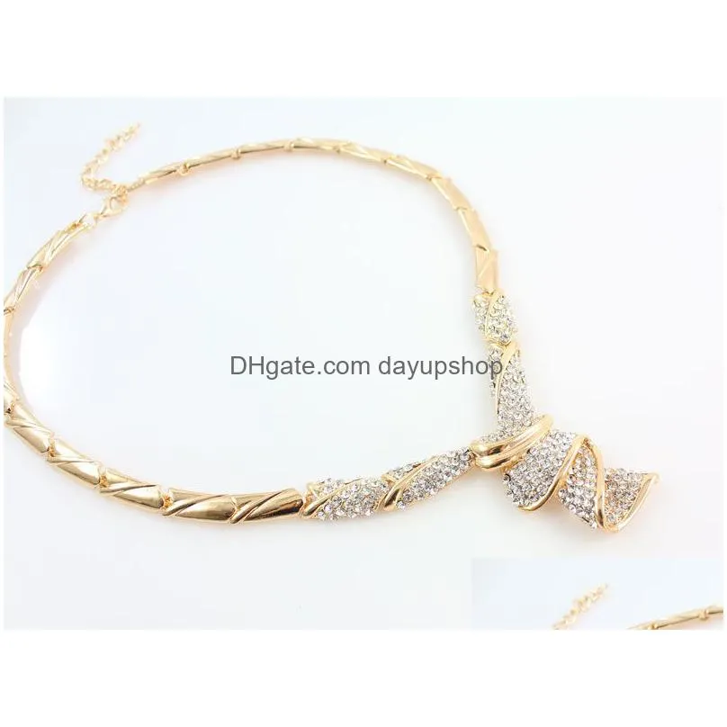 wedding jewelry sets wholesale fashion gold color alloy necklace bracelet ring earrings for women bridal 221109