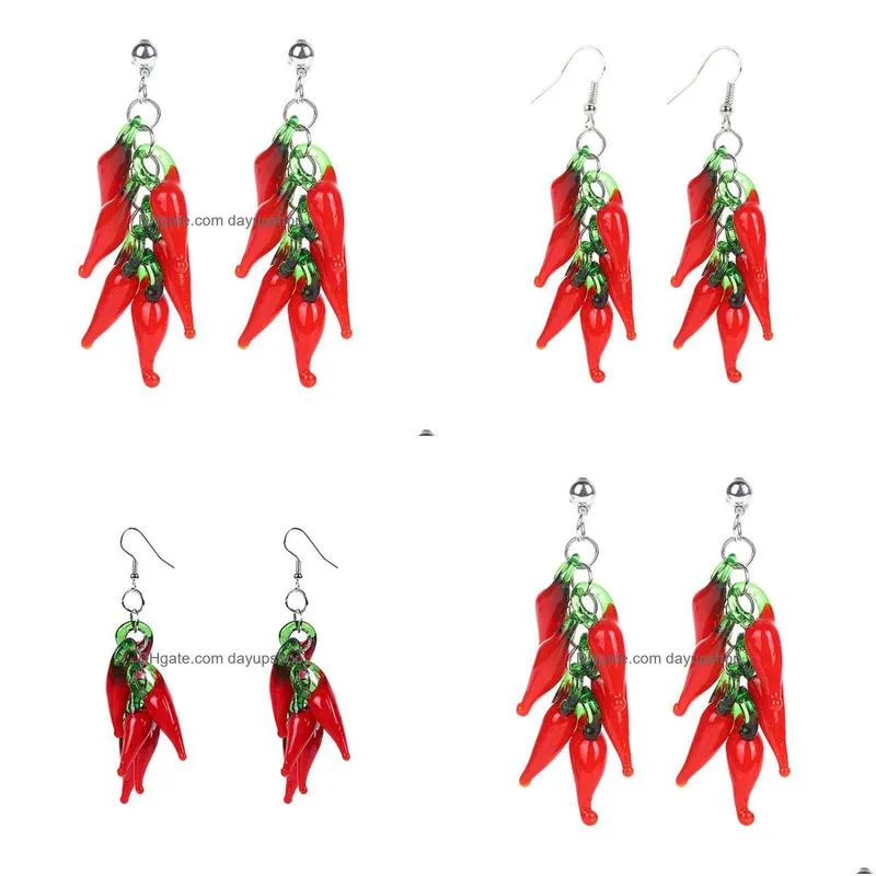 dangle & chandelier red pepper cluster glass earrings for women 2022 fashion fangled boutique jewelry wholesaledangle