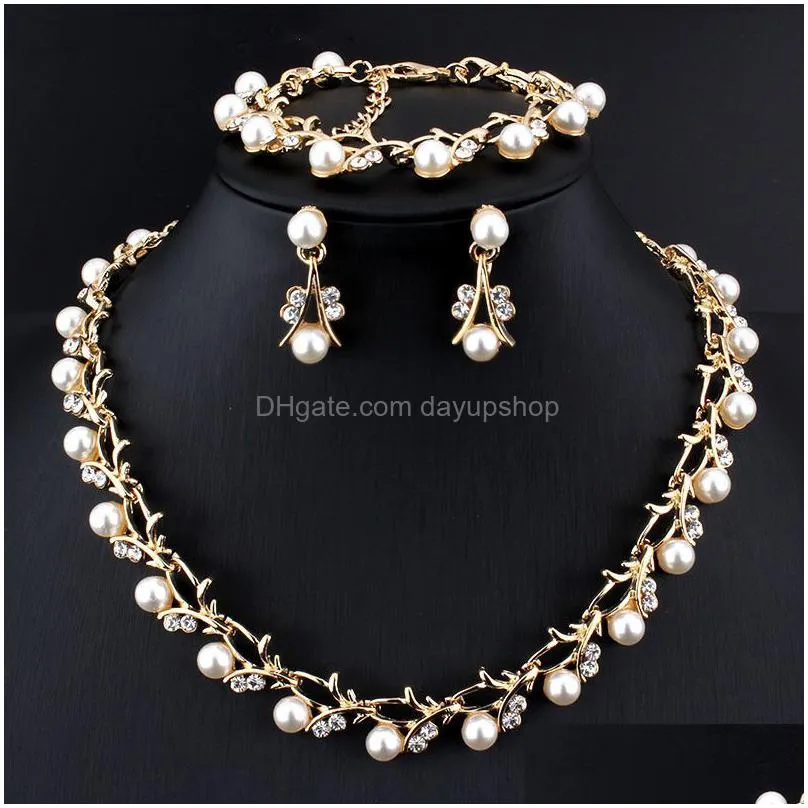 wedding jewelry sets fashion imitation pearl necklace earring bridal for women elegant party gift 221109