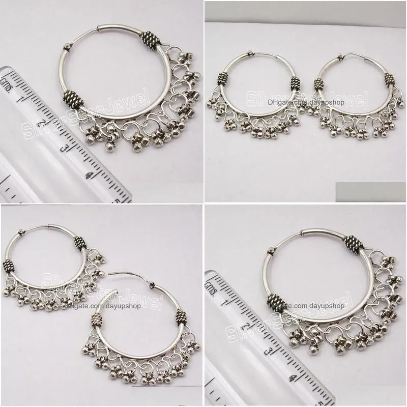 dangle & chandelier sterling silver exclusive vintage style ethnic hoop earrings 1.7
