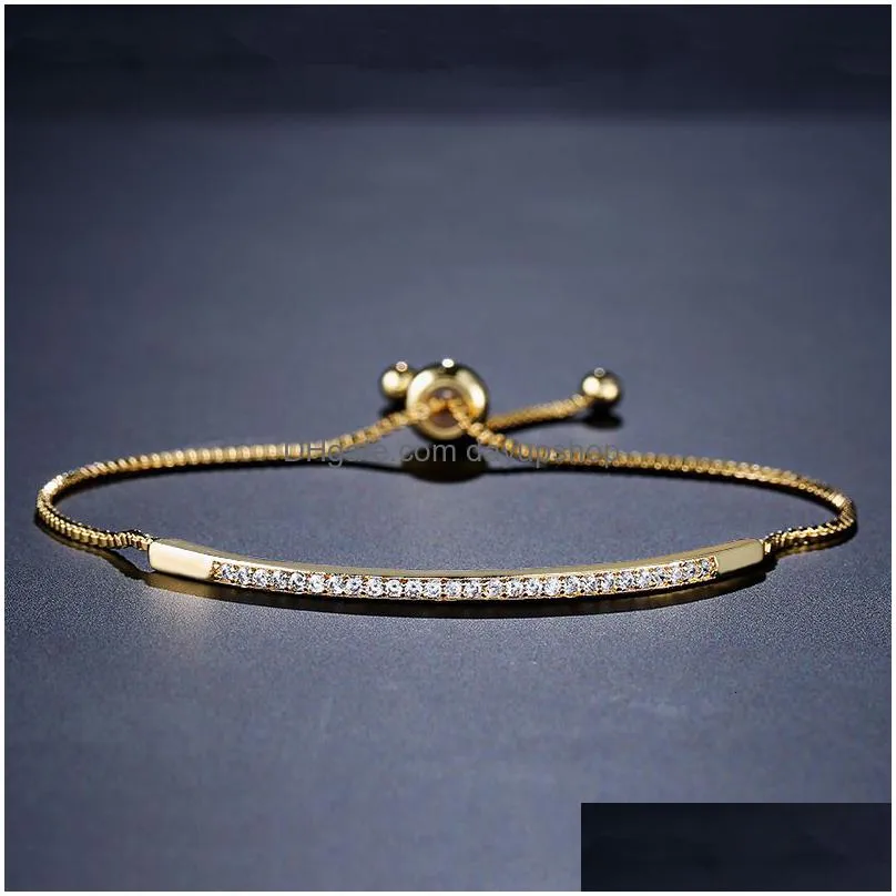 charm bracelets junzi sparkling zirconia small bow bracelet for women fashion simple silver color crystal adjustable wedding jewelry