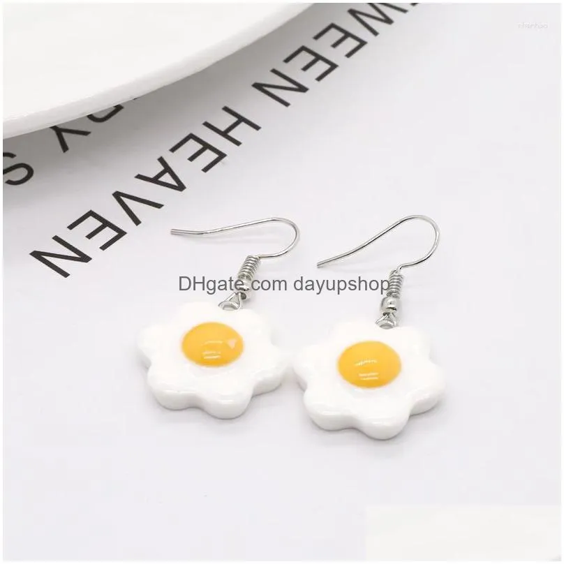 dangle earrings 1 pair cute flower fried egg drop for women gift fashion creative kawaii yolk poached food jewelry