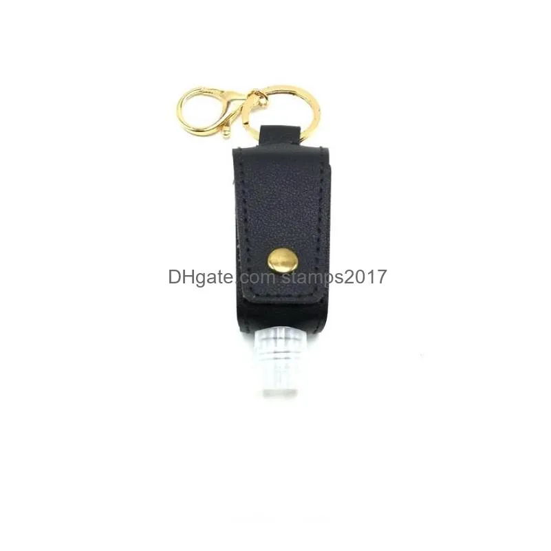 party supplies hand sanitizer bottle holder pu leather keychain bags with 30ml handsanitizer bottles cover case keyring sn4084