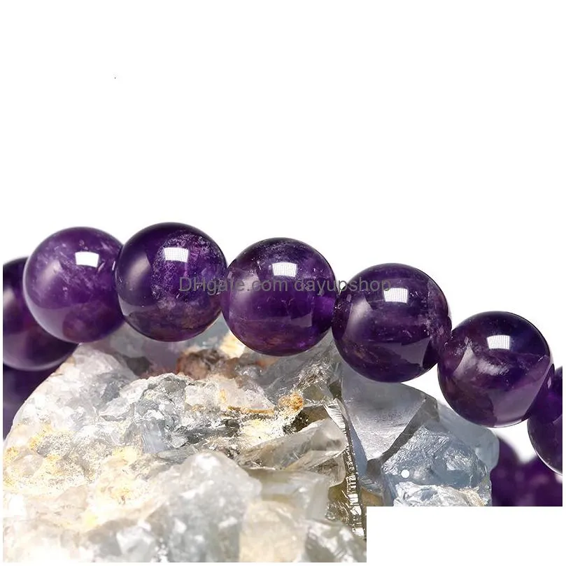 charm bracelets natural amethyst women couple stone purple quartz 6 8 10mm bead bangles jewelry gifts 230215