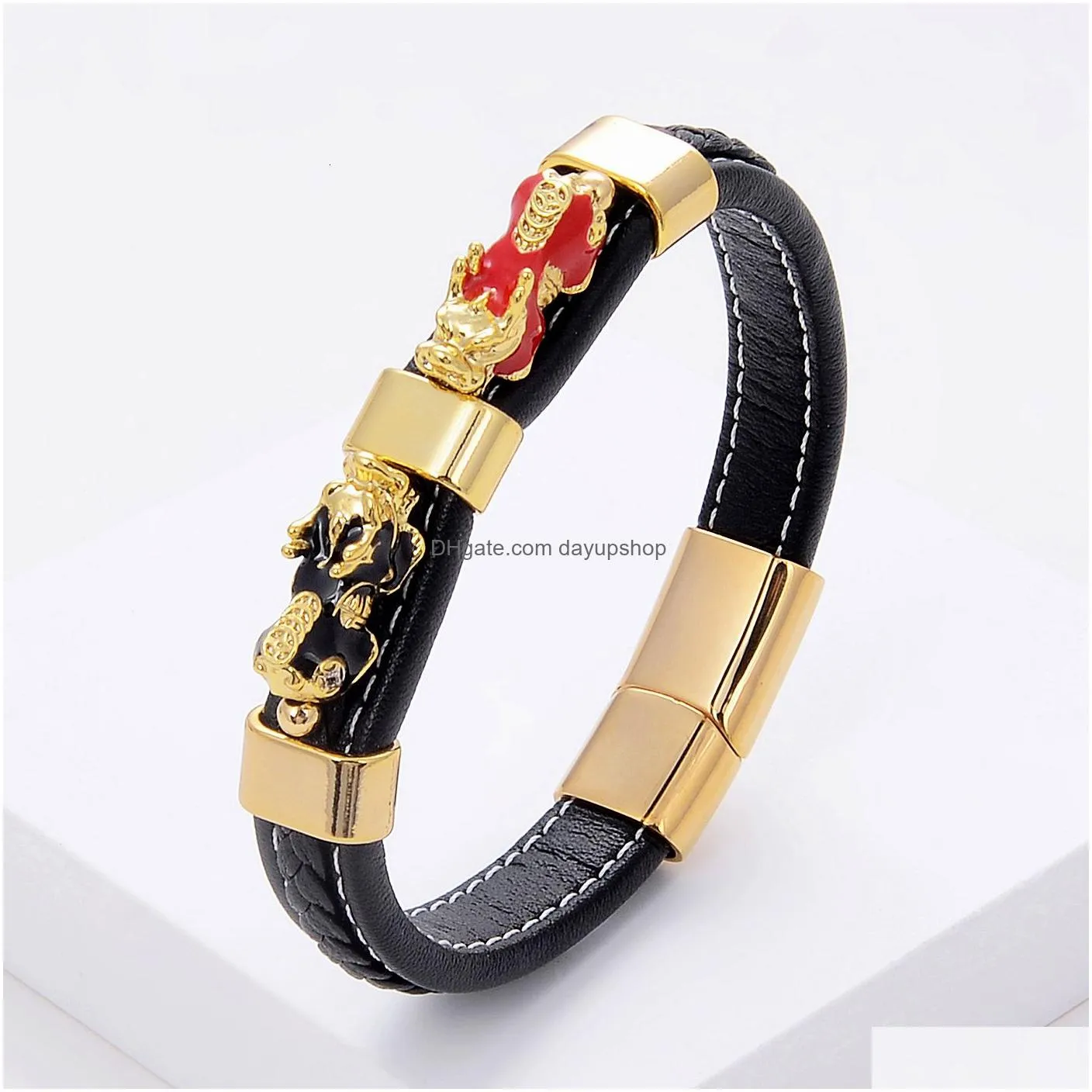 charm bracelets mens feng shui woven leather rope chain colorful pixiu guard for health wealth and luck jewelry 230215