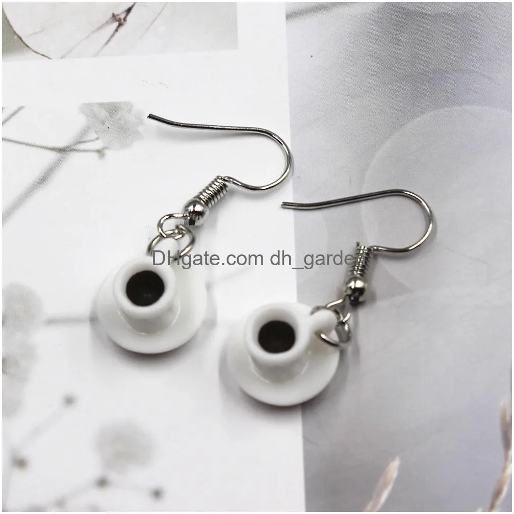 new simulation coffee cup earrings fashion creative earring for women gift earrings jewelry wholesale dangle earrings