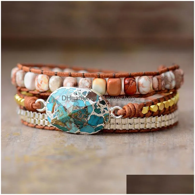 bangle high end leather wrap bracelets w stones vintage weaving statement art chain bracelet jewellery gifts 220831