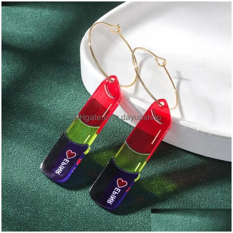 dangle earrings d&rui 2023 summer red lips fashion lipstick acrylic women`s party accessories earring gifts for beautiful girls