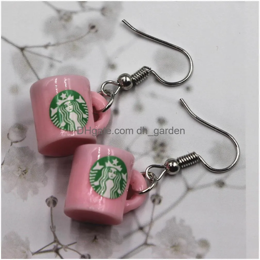 new simulation coffee cup earrings fashion creative earring for women gift earrings jewelry wholesale dangle earrings