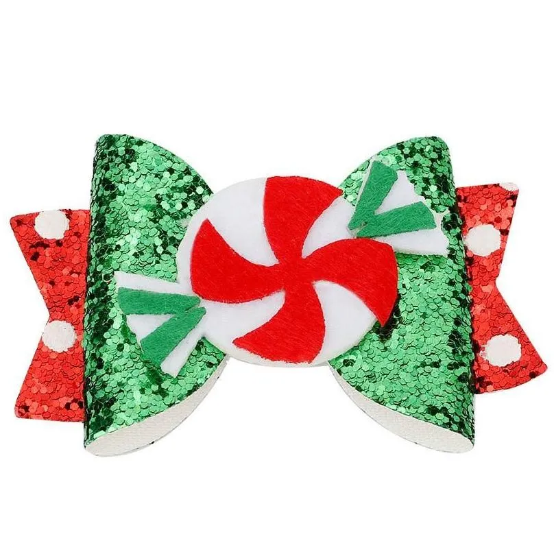 ins 3inch christmas double-deck hair bows girls hair clips sequin cartoon kids barrettes party baby bb clip designer hair accessories