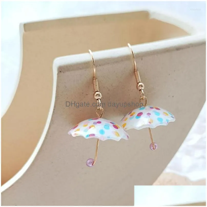 dangle earrings cute colored rainbow umbrella drop women korean alloy s925 needle ear hook sweet girls unique designer jewelry