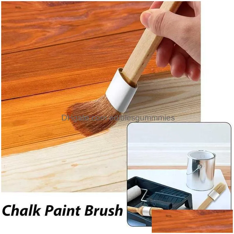  3pack chalk and wax paint brushes bristle stencil brushes for wood furniture home wall decor