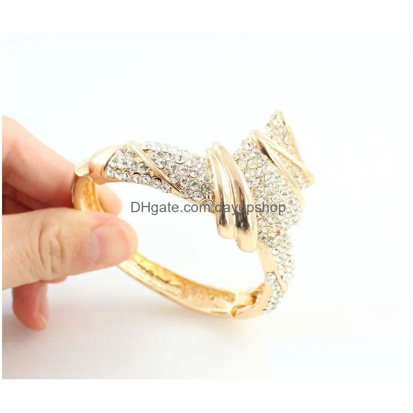 wedding jewelry sets wholesale fashion gold color alloy necklace bracelet ring earrings for women bridal 221109