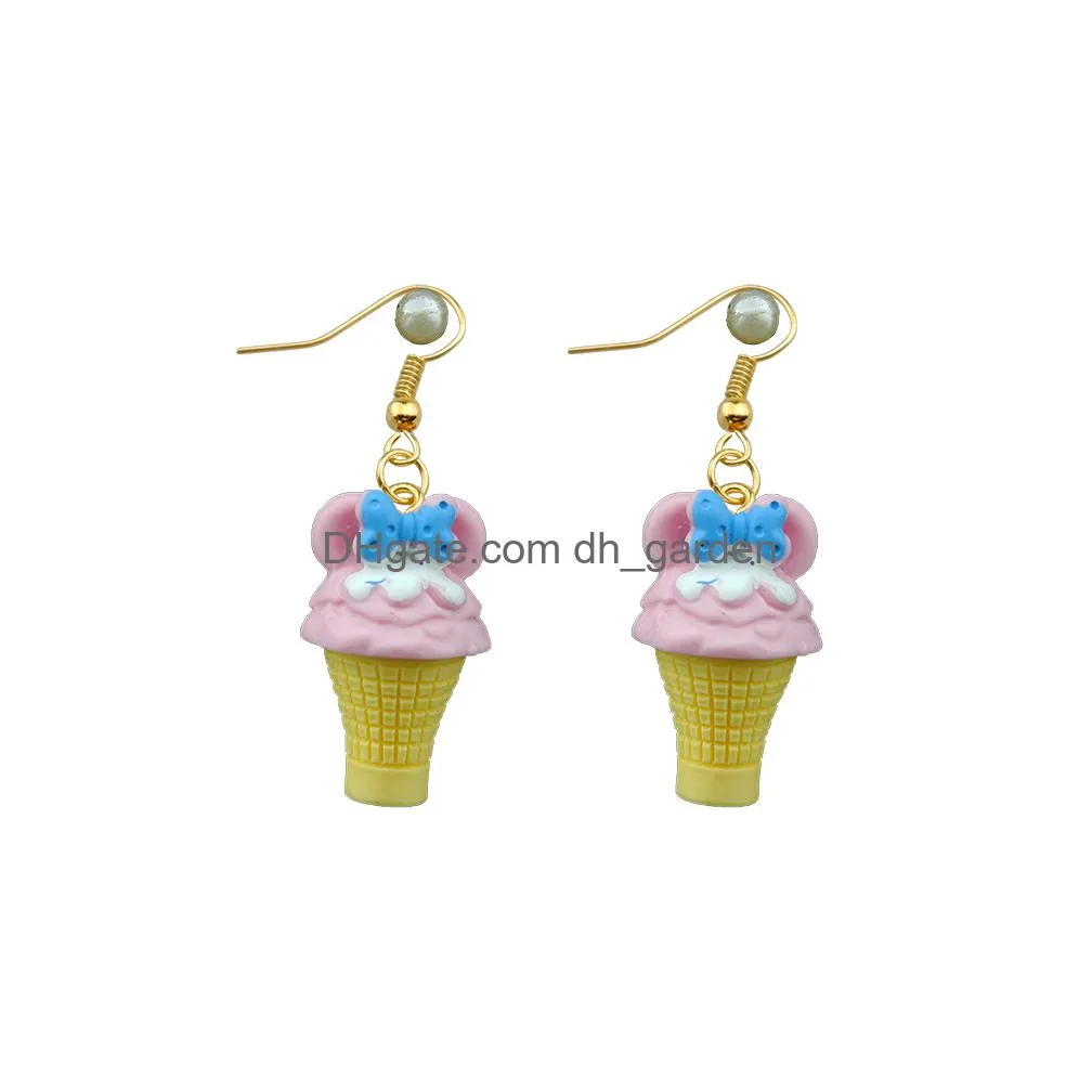 kawaii 3d ice cream earrings costume trendy style woman girl jewelry drop shipping