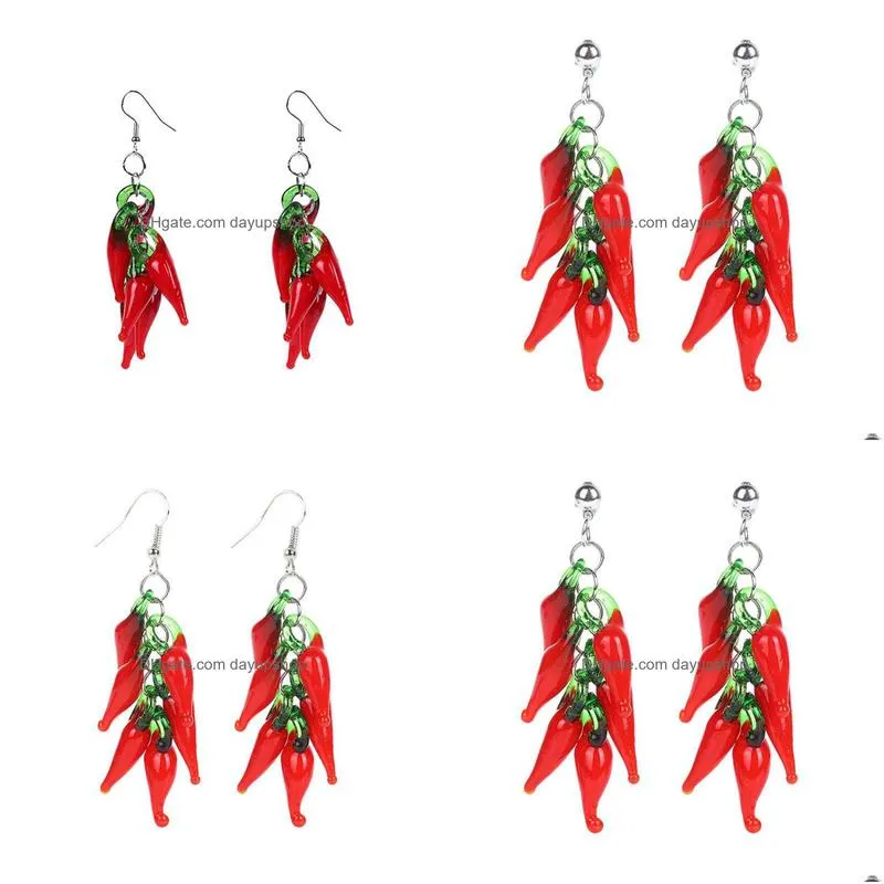 dangle & chandelier red pepper cluster glass earrings for women 2022 fashion fangled boutique jewelry wholesaledangle