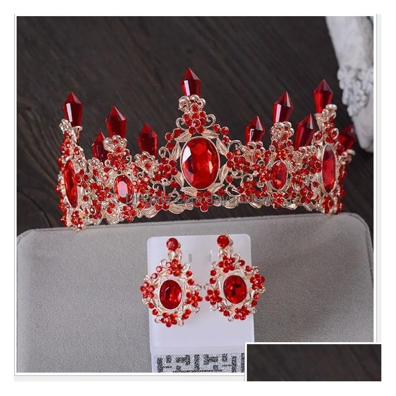 wedding hair jewelry baroque blue green red crystal bridal tiara crowns magnificent diadem for princess headpiece accessories 220831