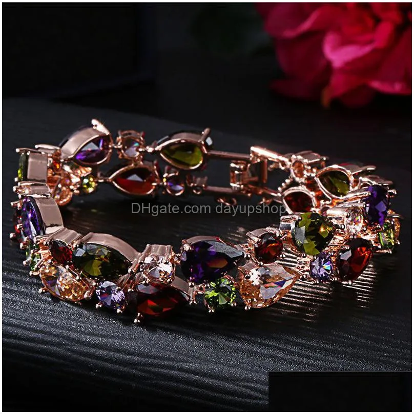 bangle huami rose gold bracelet for women bangle fine jewelry charms colorful shine zircon ins luxury bracelet pulseras mujer 220831