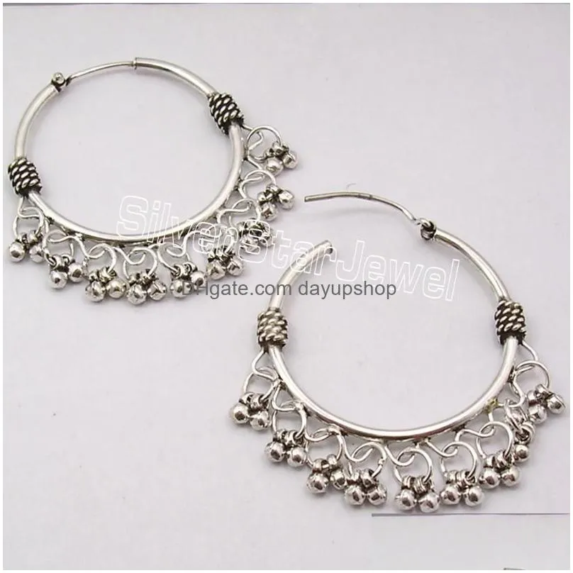 dangle & chandelier sterling silver exclusive vintage style ethnic hoop earrings 1.7