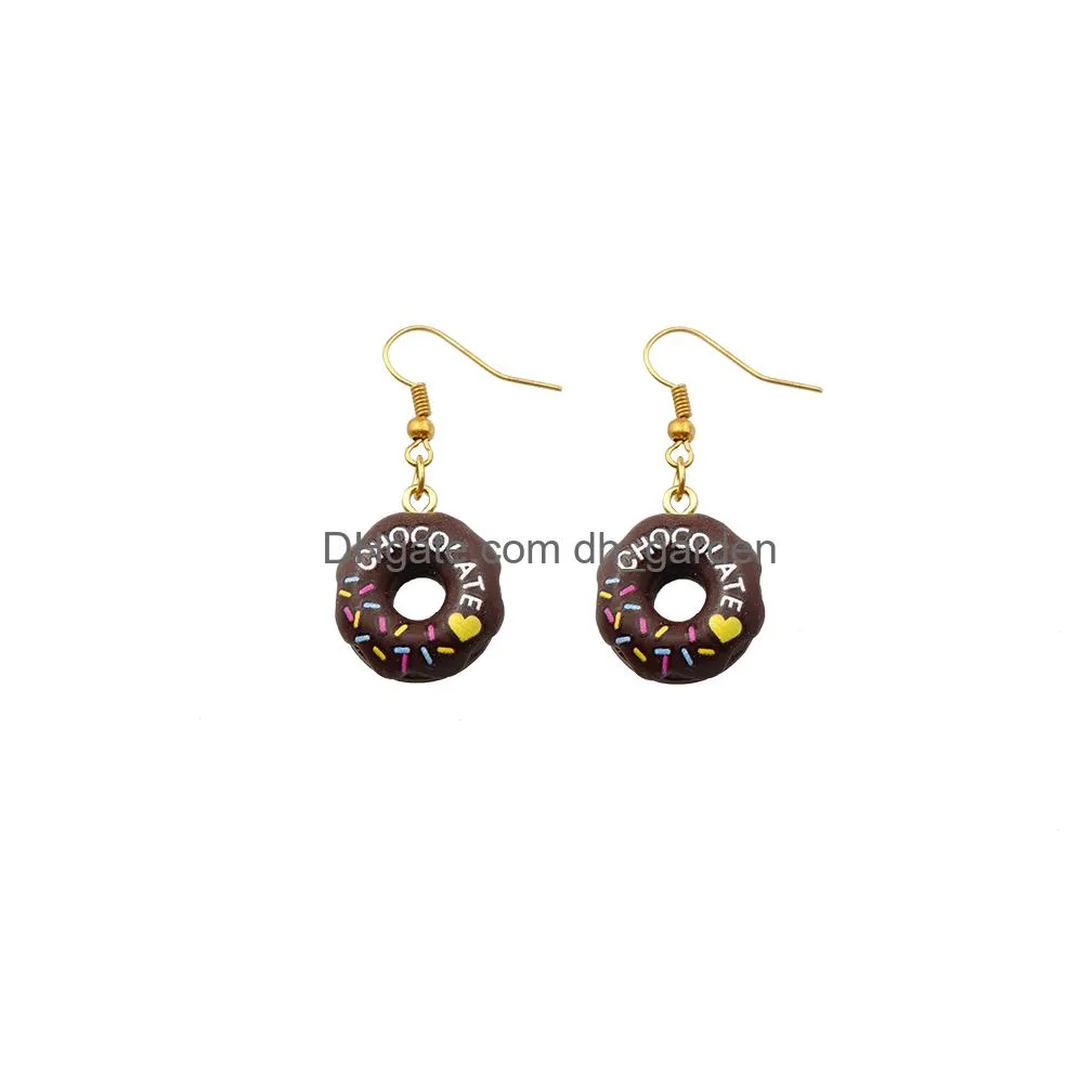 cute donuts chocolate earring for women resin biscuits drop earrings children handmade jewelry diy gifts dangle earrings