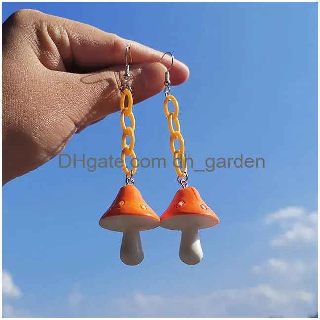 zx ins fashion resin big mushroom drop earrings for women girls cute colorful plant statement earrings wholesale jewelry gifts