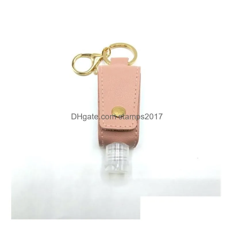 party supplies hand sanitizer bottle holder pu leather keychain bags with 30ml handsanitizer bottles cover case keyring sn4084