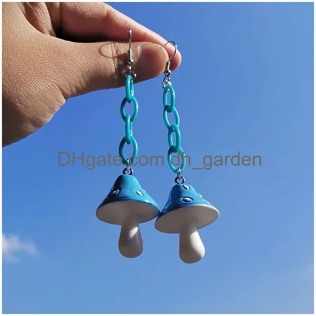 zx ins fashion resin big mushroom drop earrings for women girls cute colorful plant statement earrings wholesale jewelry gifts