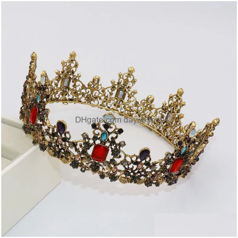 wedding hair jewelry kmvexo baroque royal queen crown colorful jelly crystal stone tiara for women costume bridal accessories 221109