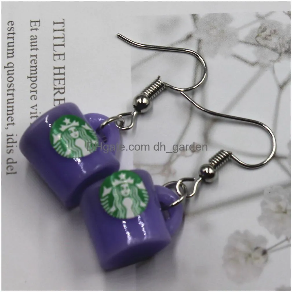 new simulation coffee cup earrings fashion creative earring for women gift earrings jewelry wholesale dangle earrings