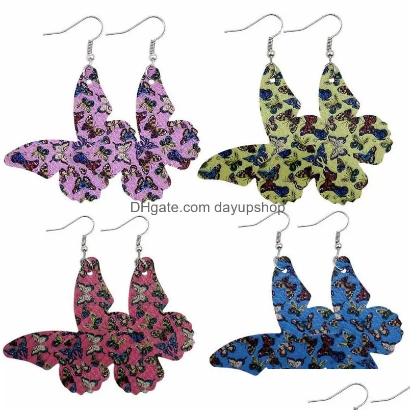 dangle & chandelier 4/5/8set fashion butterfly shape pu faux leather earrings handmade sexy female ear jewelry for women gifts