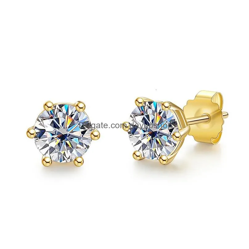 stud anujewel 4ct 2ct 1ct total d color diamond 925 sterling silver classic earrings for woman gifts wholesale 221119