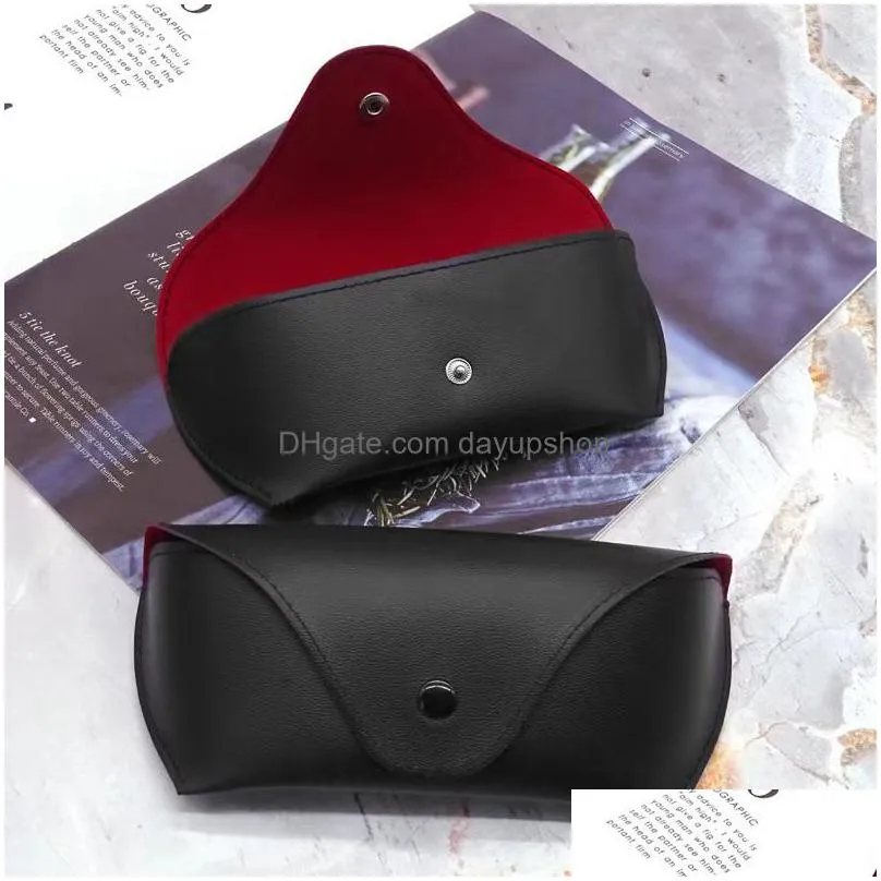 sunglasses cases pu leather glasses cover men women eyeglasses case reading box with metal buckle eyewear 221119