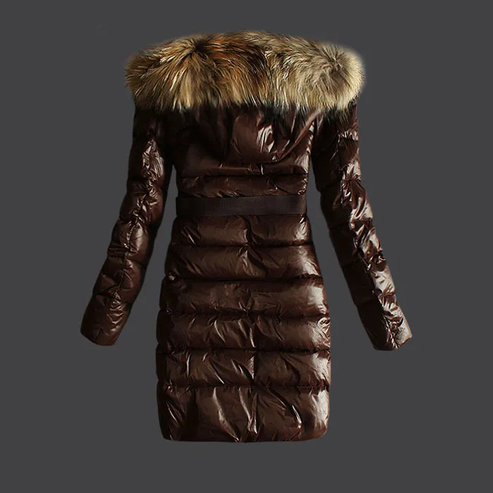Autumn Winter Women`s White Duck Down Parkas Single Breasted Jackets Hooded Fur Thick Sashes Woman`s Slim Long Coats MKW23005