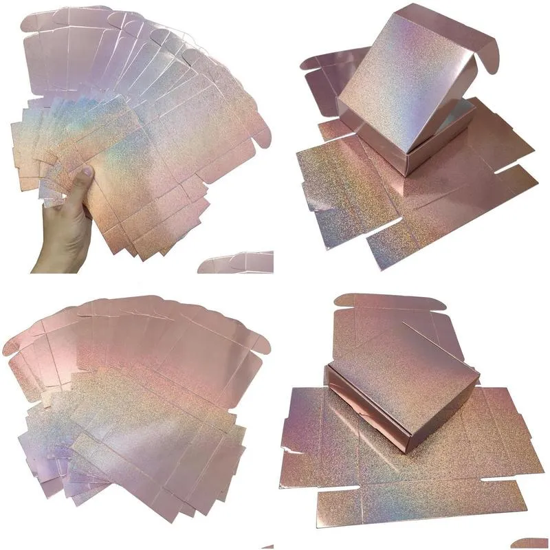 20pcs rose gold glitter holographic gift box