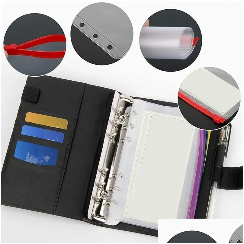 gift wrap a6 binder pu leather notebook budget envelope with cash money clip closure magnetic buckle