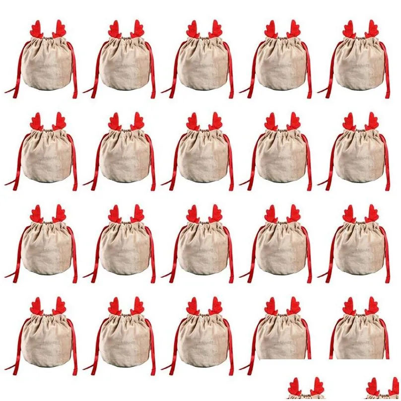 gift wrap 1set antlers bags velvet draw string packing navidad a