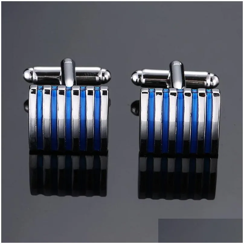fashion classical men copper cufflinks french brass cuff links gold silver blue enamel round square business suit wedding luxury designer jewelry accessories