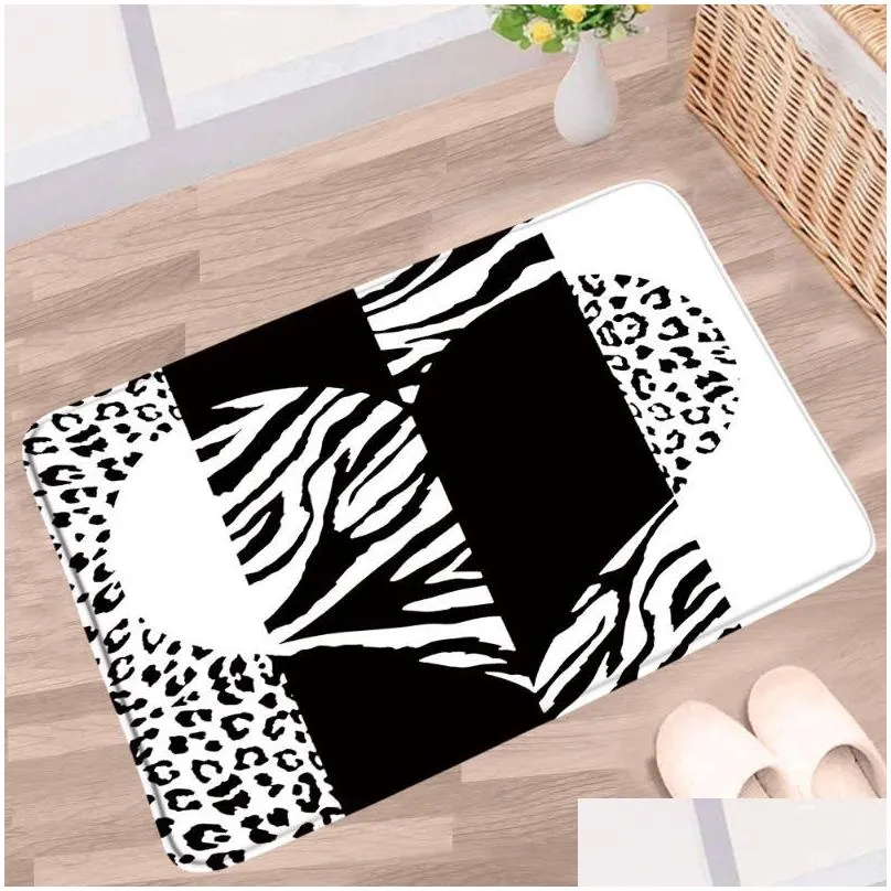 bath mats geometric leopard bathroom mat blue red black white stripes animals texture nonslip rug decor bedroom kitchen entrance