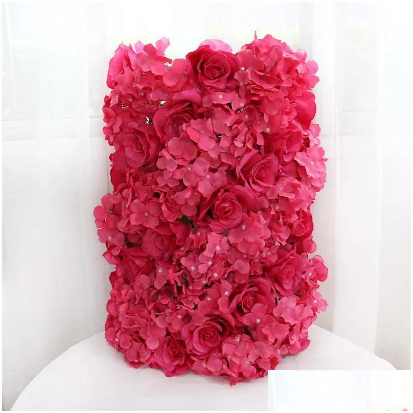 decorative flowers wreaths 60/55cm white artificial flower row with plastic green mesh base wedding props decoration window event party