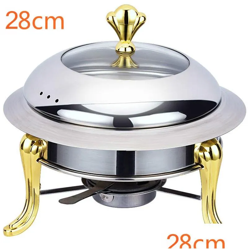 stainless steel pot set mini pot pot holder tempered glass lid 30cm gold silver chafing dish buffet pan tray warmer