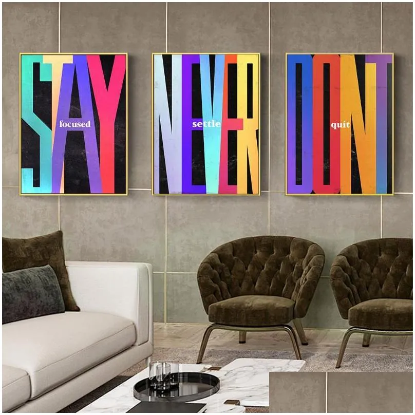 paintings stay focused dont quit never settle canvas painting artwork modern street art motivational wall for home decor